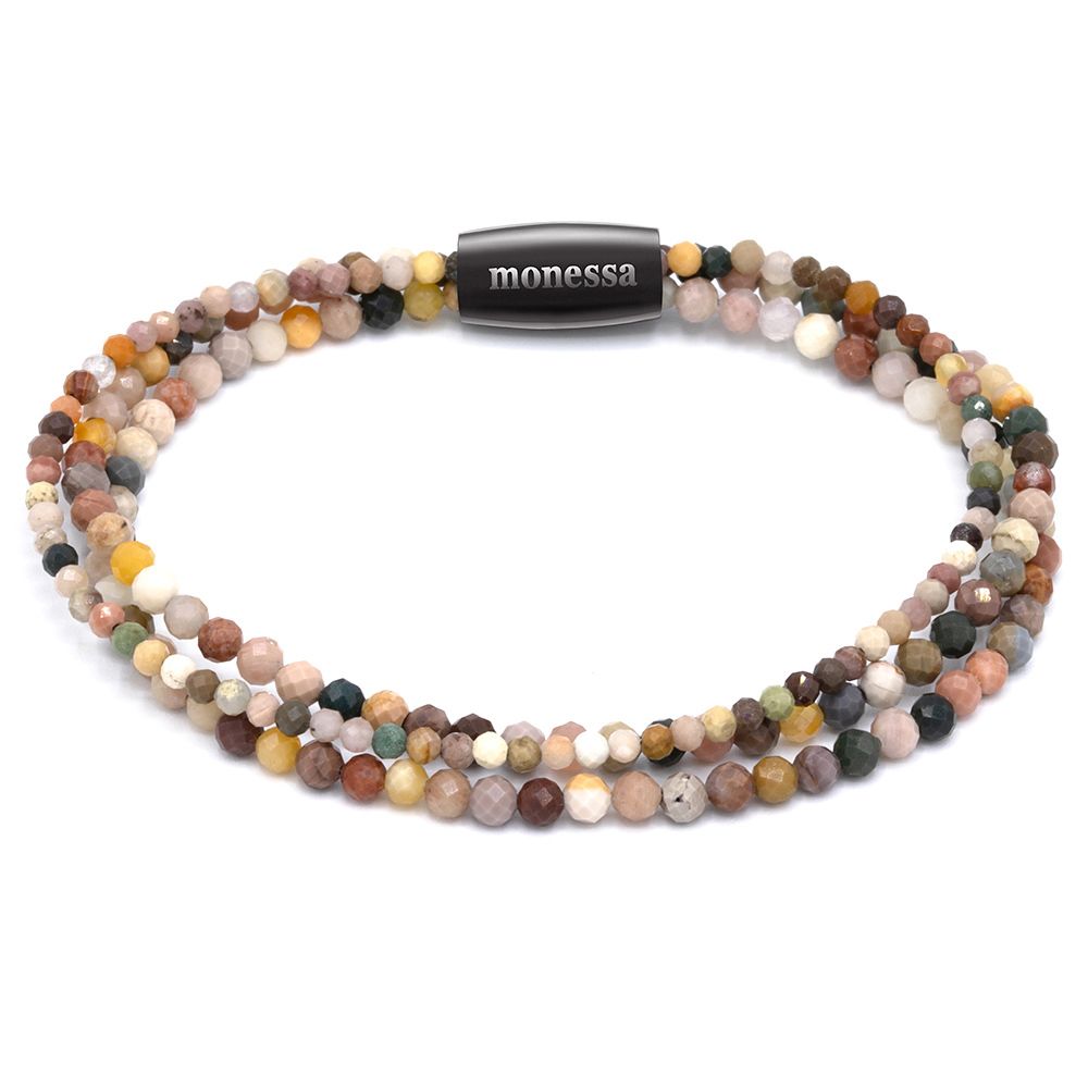 MONESSA Armband 3-Strang Edelsteine Magnetverschluss