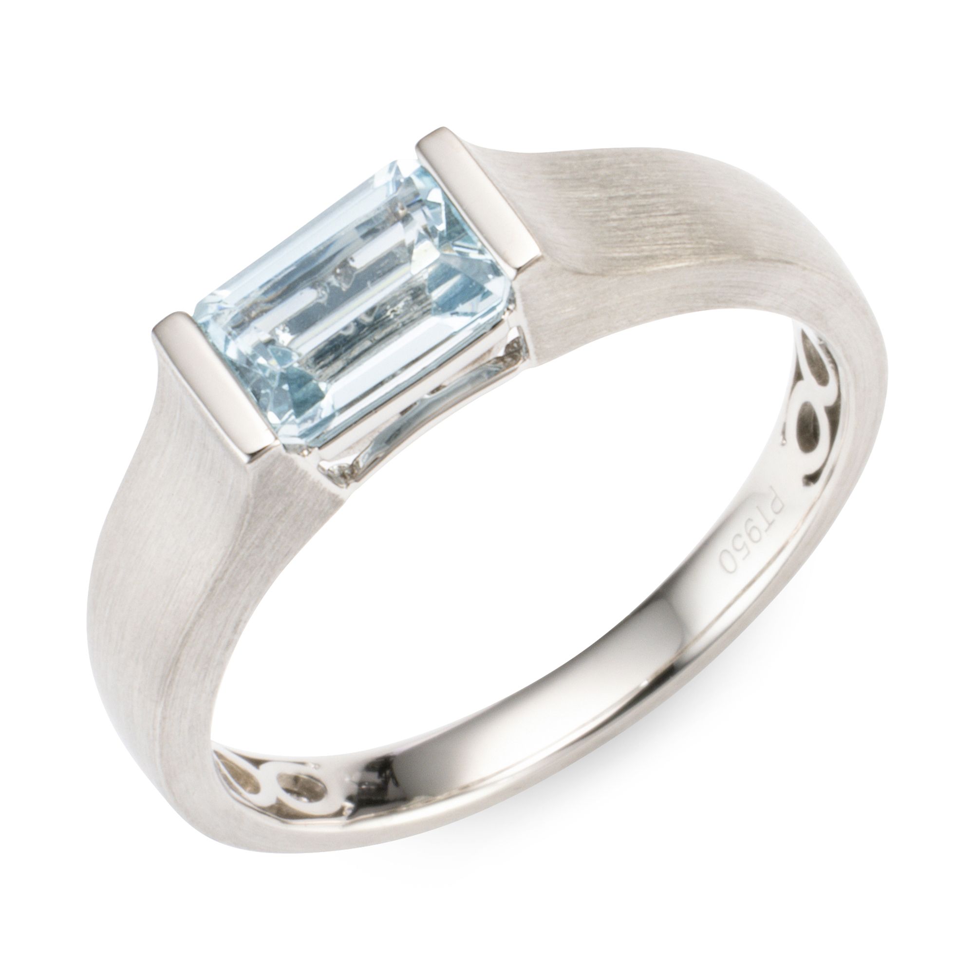 PLATINITY Ring 1 Aquamarin ca.0,90ct Smaragdschliff Platin 950