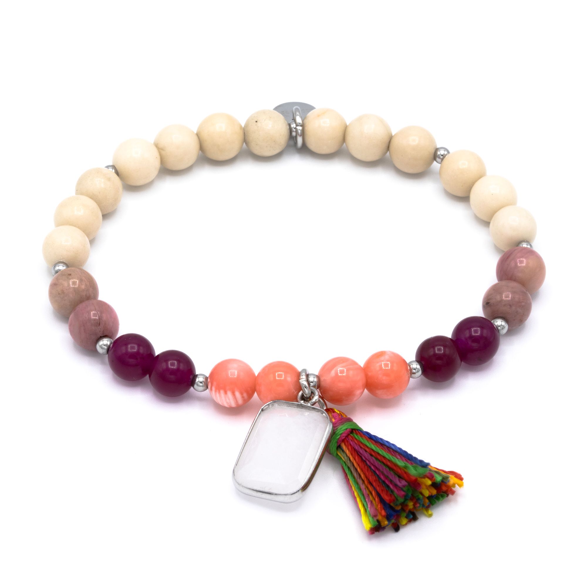 MONESSA Armband Edelsteine Tassel Edelstahl