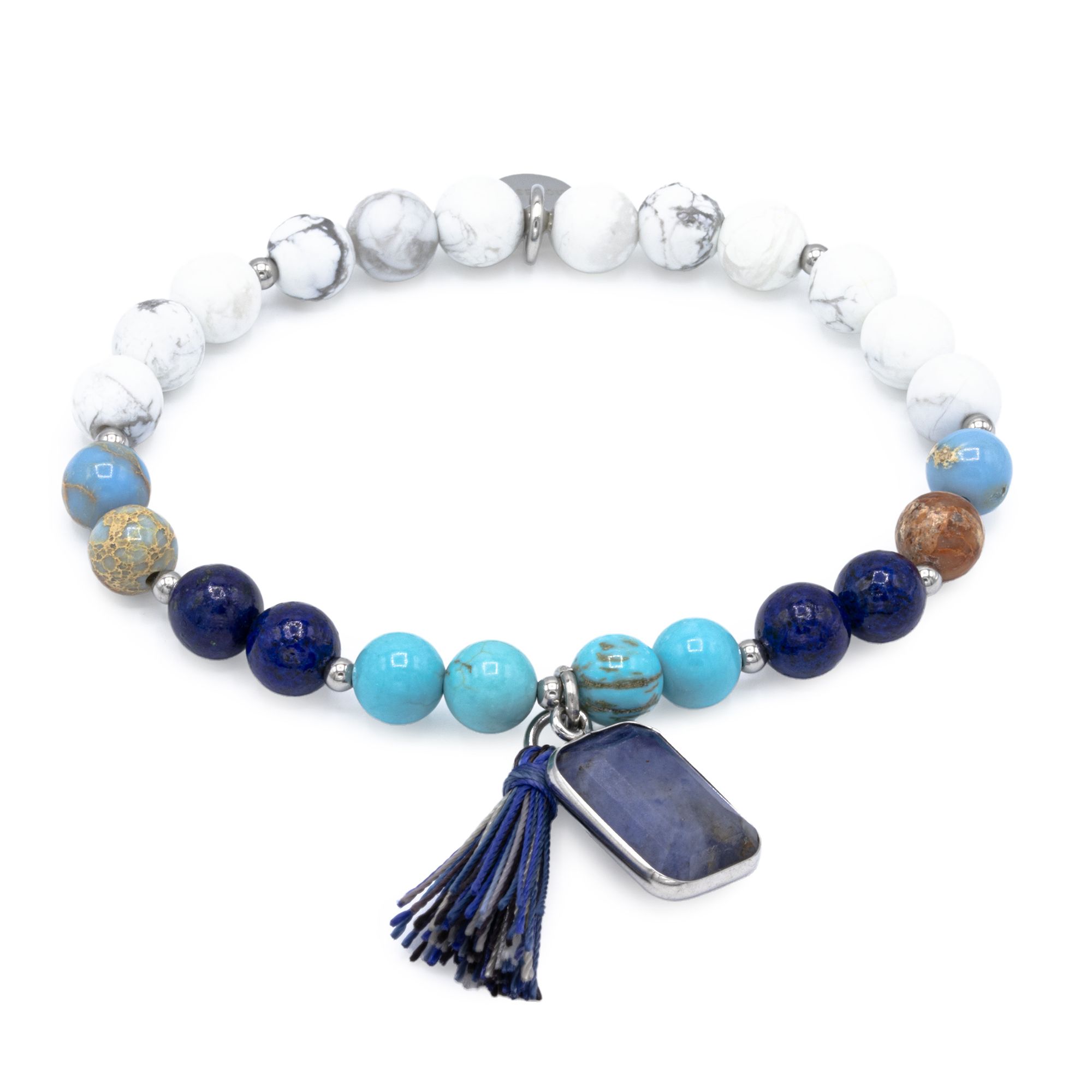 MONESSA Armband Edelsteine Tassel Edelstahl
