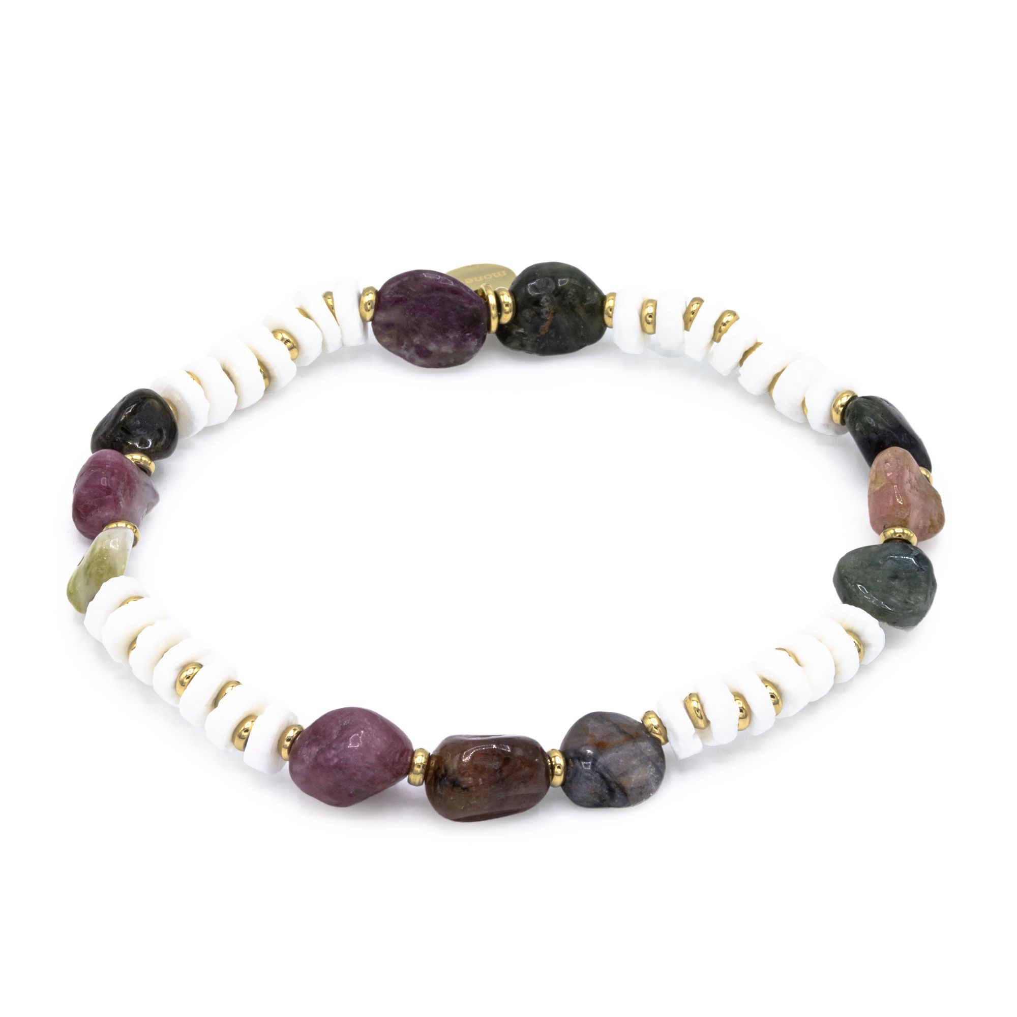 MONESSA Armband Edelsteine flexibel Edelstahl