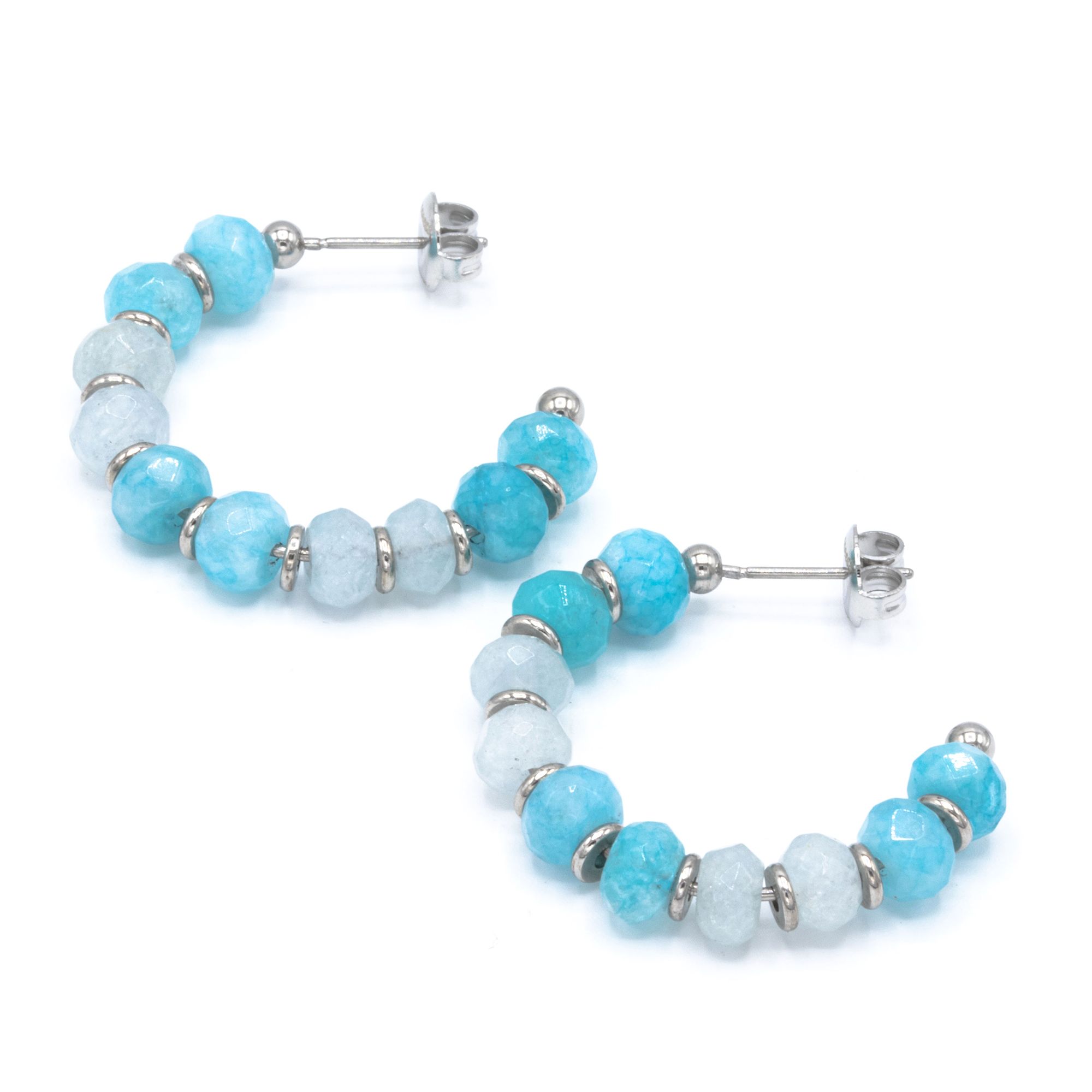 MONESSA Creolen Edelsteine facettiert Edelstahl