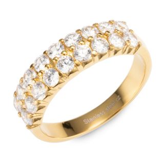 DIAMONIQUE® Ring = 0,90ct Brillantschliff Edelstahl vergoldet