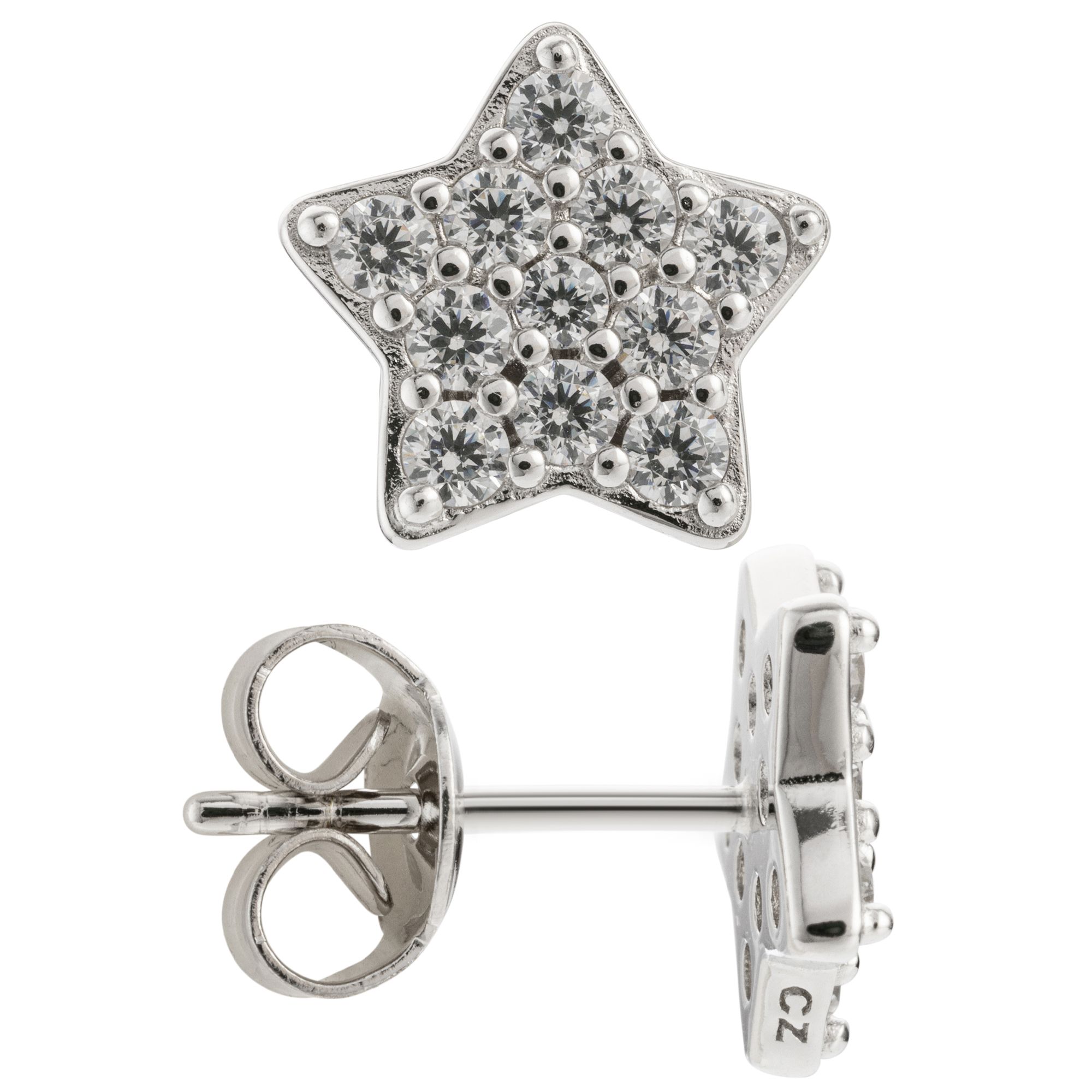DIAMONIQUE® Stern-Ohrstecker = 0,46ct Brillantschliff Silber rhodiniert