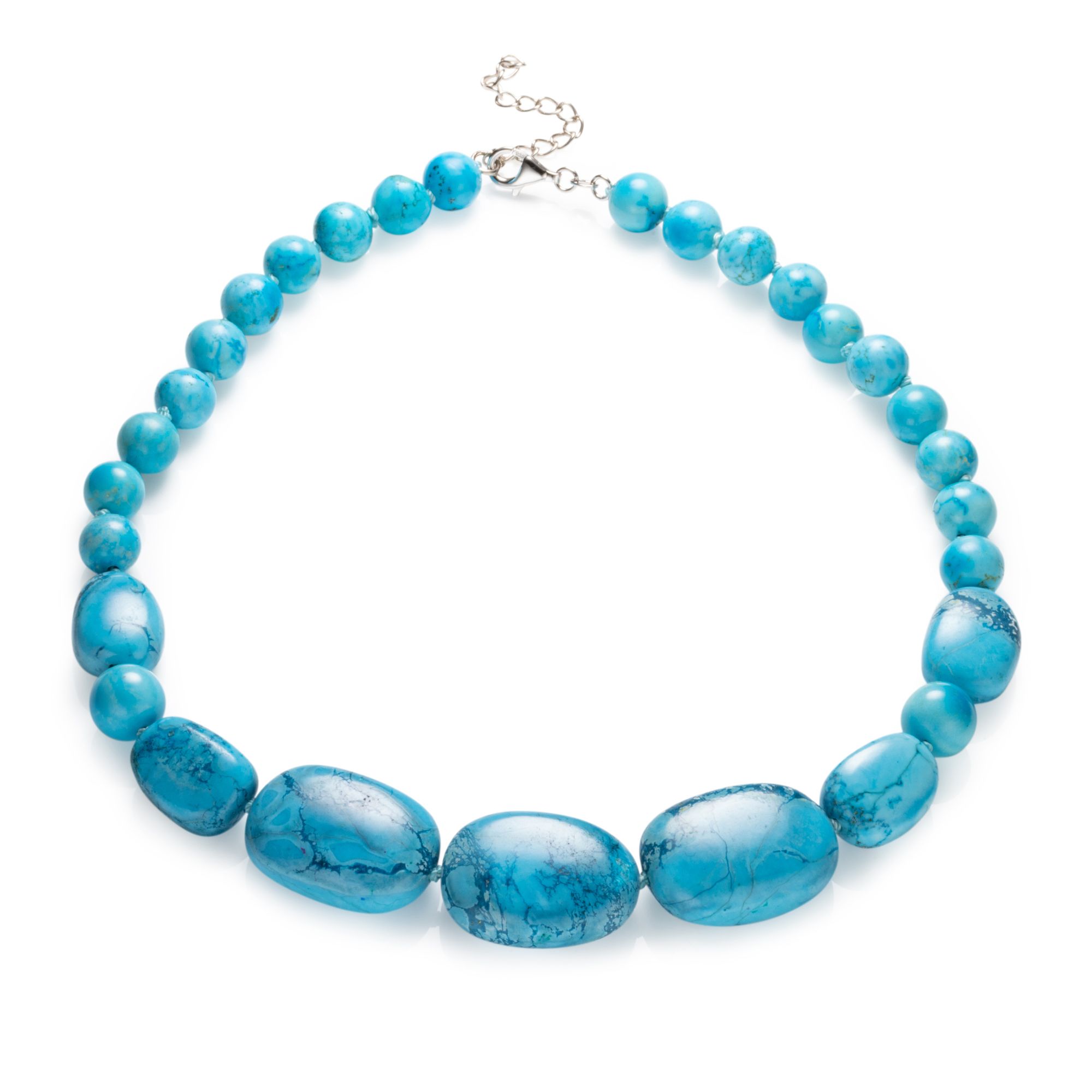 THOMAS & SOHN Edelsteine Collier Länge ca. 45+5cm Silber rhodiniert