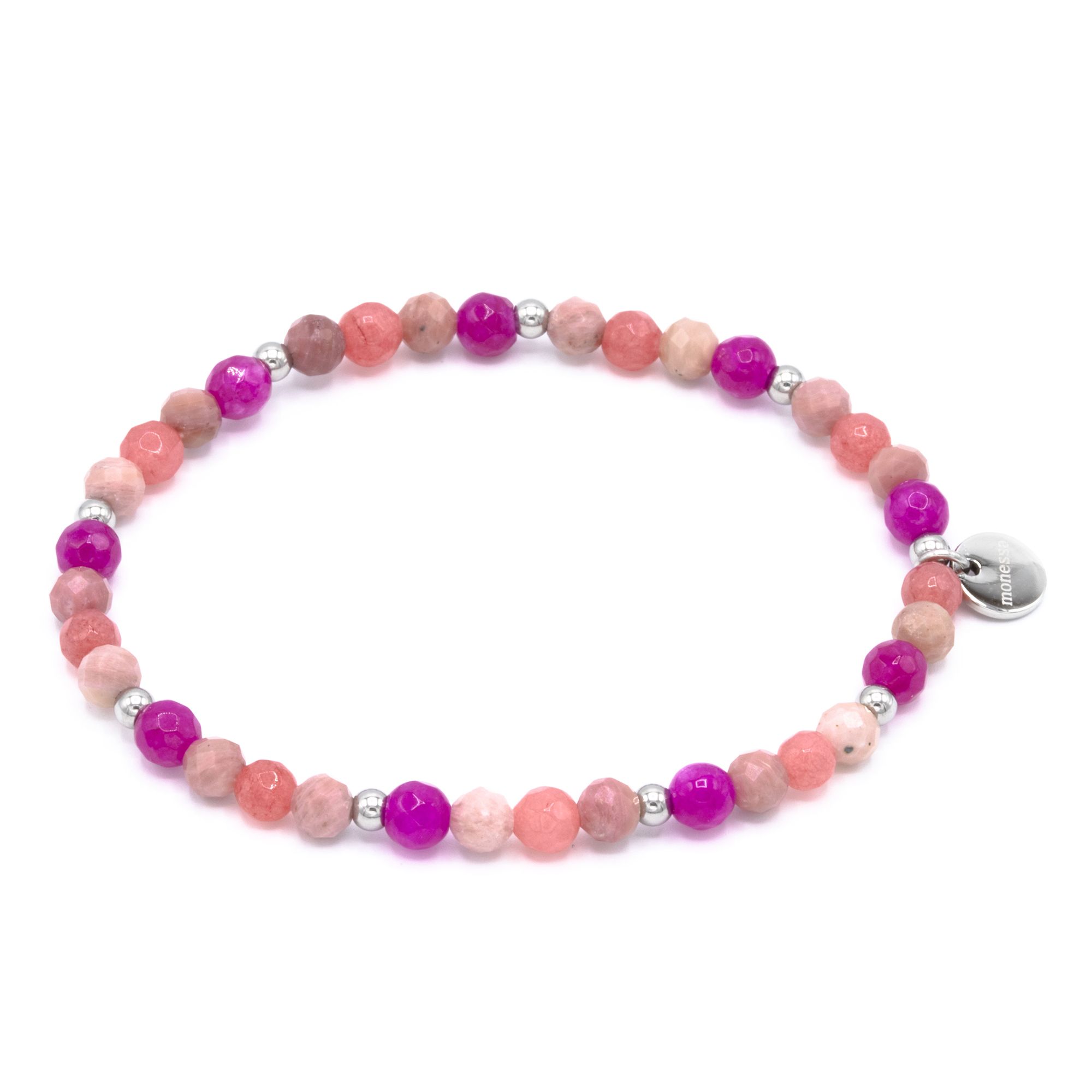 MONESSA Armband Edelsteine flexibel Edelstahl