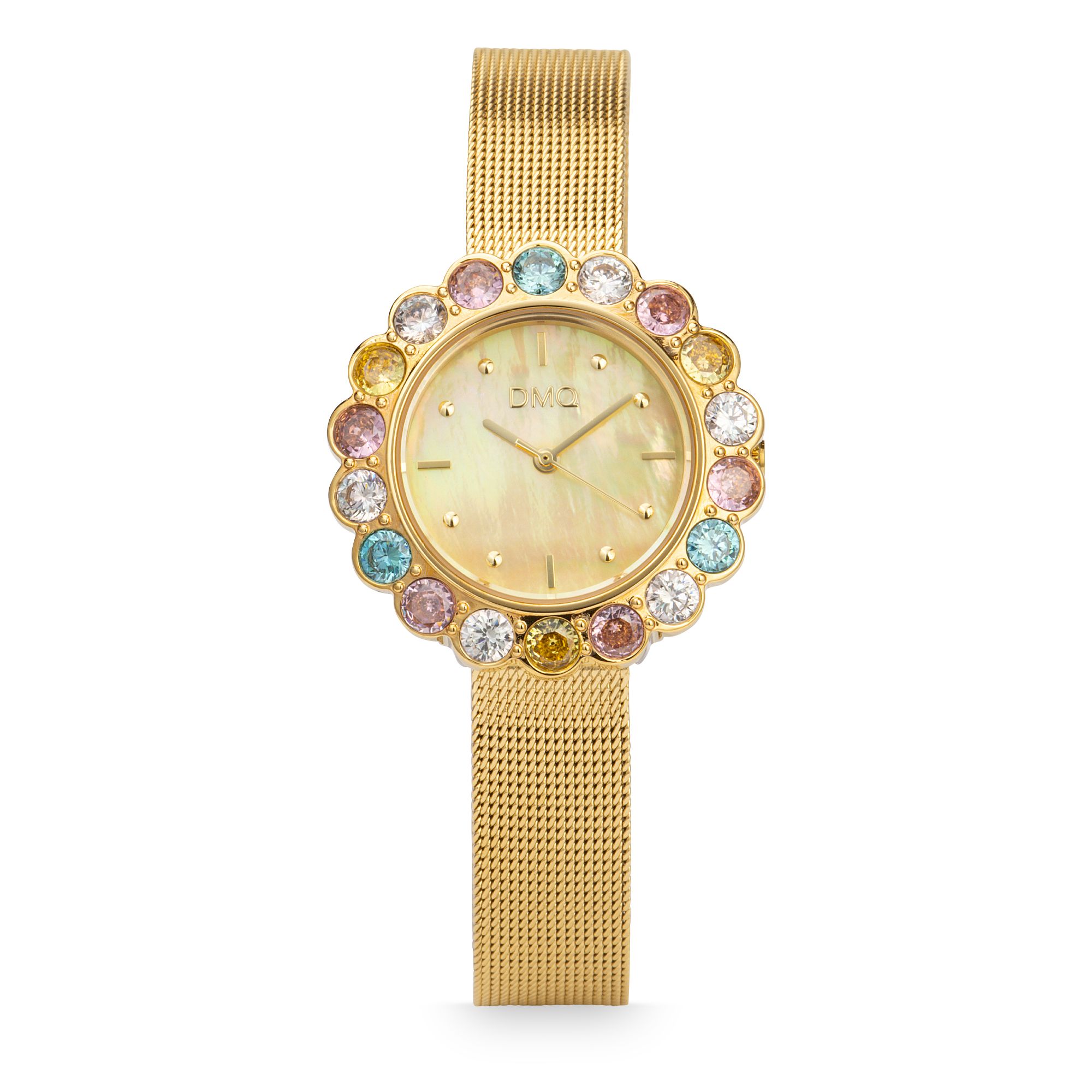DIAMONIQUE® Damenuhr Quarzwerk = 4,50ct Metallband