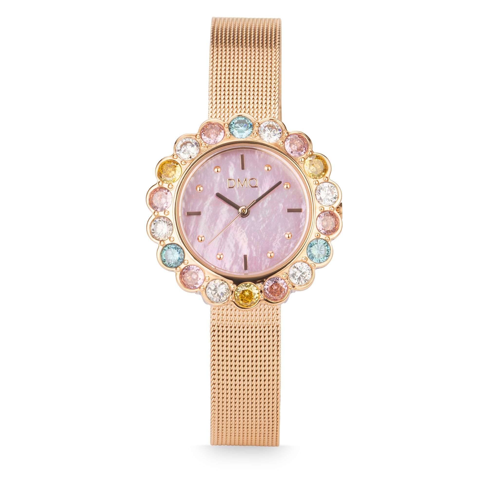 DIAMONIQUE® Damenuhr Quarzwerk = 4,50ct Metallband