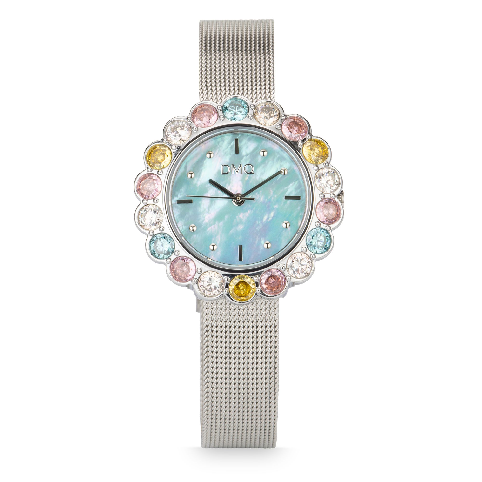 DIAMONIQUE® Damenuhr Quarzwerk = 4,50ct Metallband