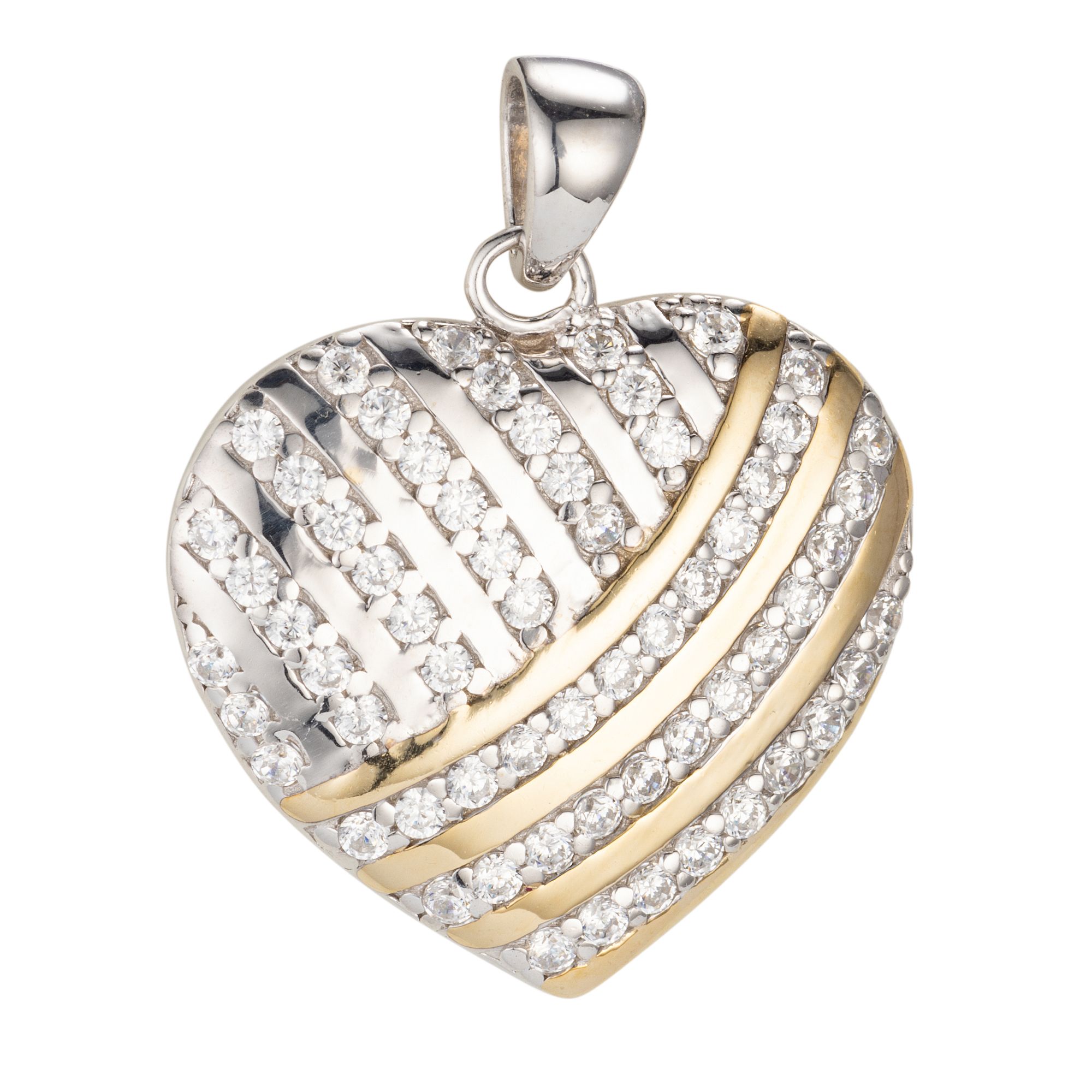  DIAMONIQUE® Herz - Anhänger = 0,62ct Brillantschliff Silber Bicoloroptik