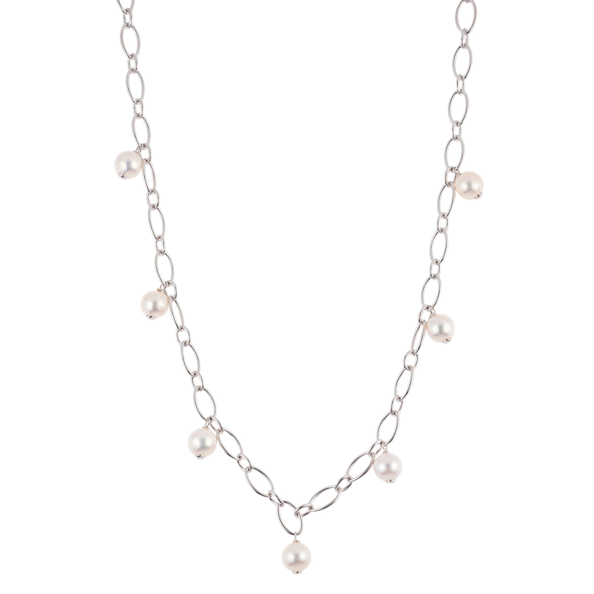 PERLEA Collier Süßwasserzucht- perlen 7,5-8mm Silber 925