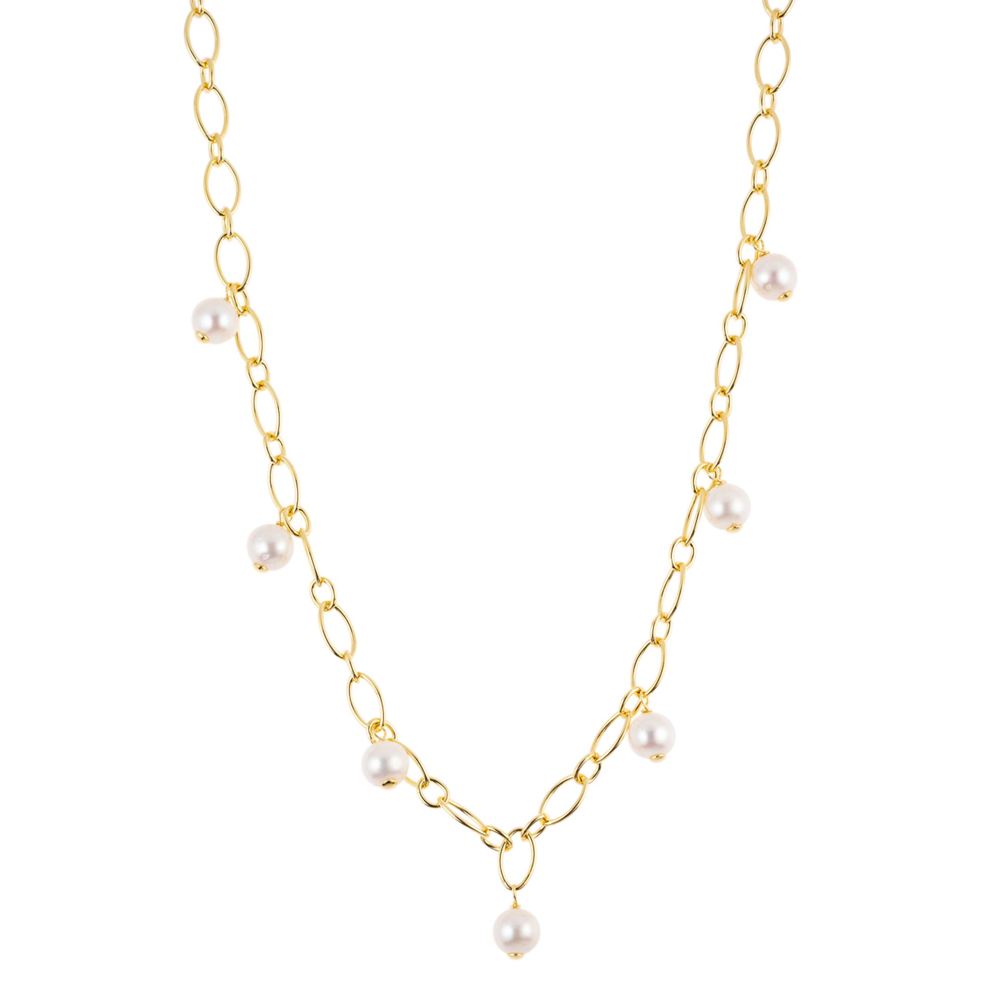 PERLEA Collier Süßwasserzucht- perlen 7,5-8mm Silber 925