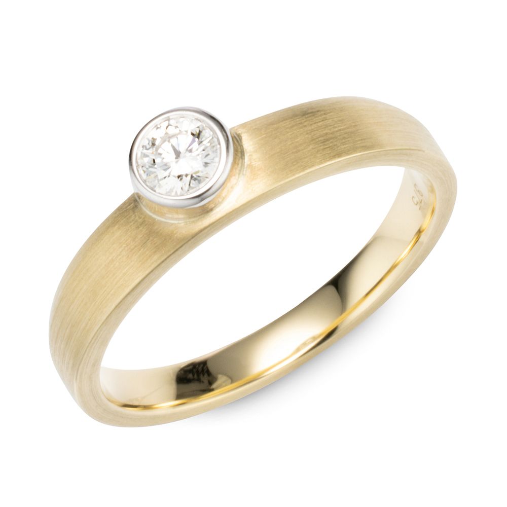 DIAMOUR Ring 1 Brillant ca. 0,18ct Gold 375, Bicolor