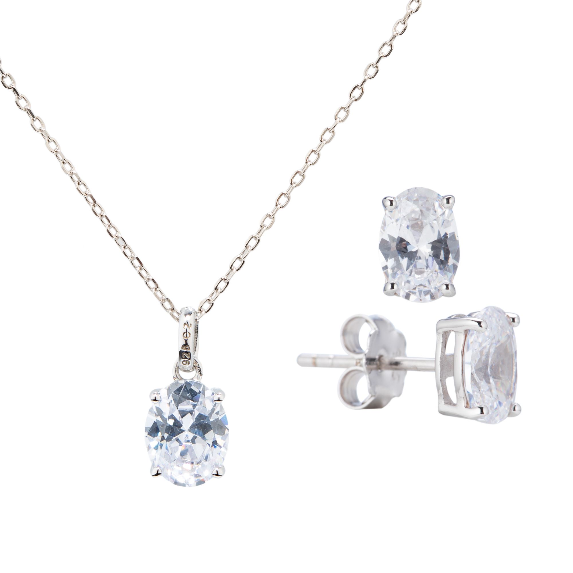 DIAMONIQUE® Anhänger & Ohrstecker Set mindestens = 3,50ct Silber rhodiniert