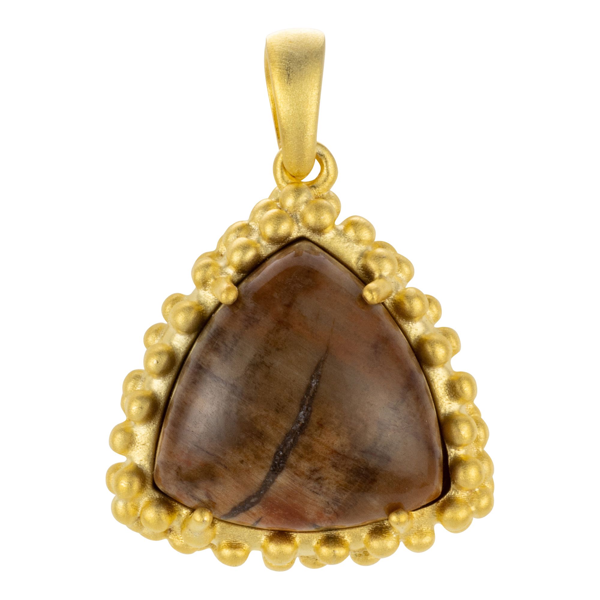 THOMAS & SOHN fossiles Holz oder Marmor Anhänger Silber vergoldet