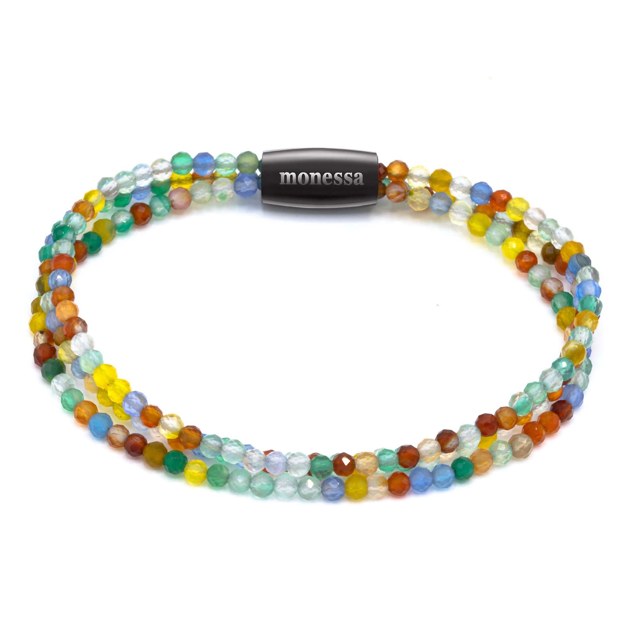 MONESSA Armband Edelsteine 3-Strang Magnetverschluss