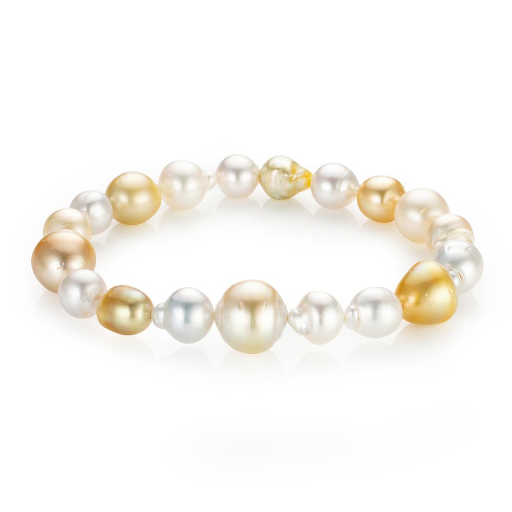 PERLEA Armband Süßseezucht- perlen 8-14mm flexibel