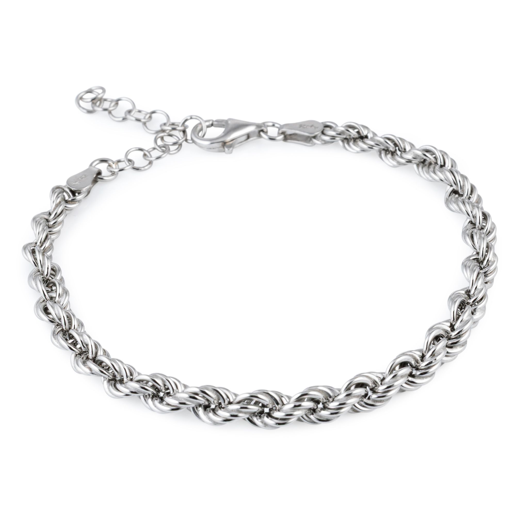 Kordelarmband Länge ca. 17+4cm 4,2-5,2mm poliert Silber 925