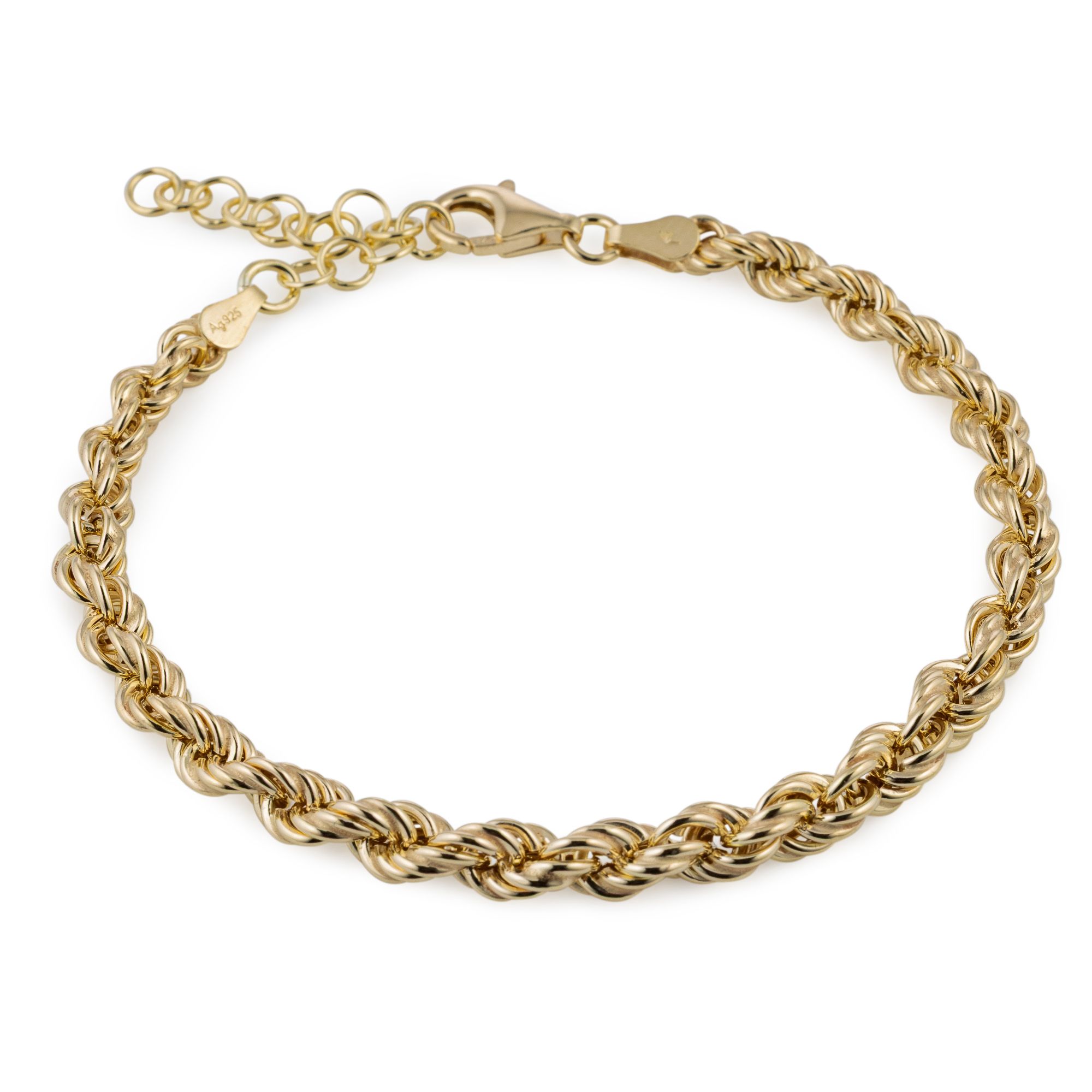 Kordelarmband Länge ca. 17+4cm 4,2-5,2mm poliert Silber 925