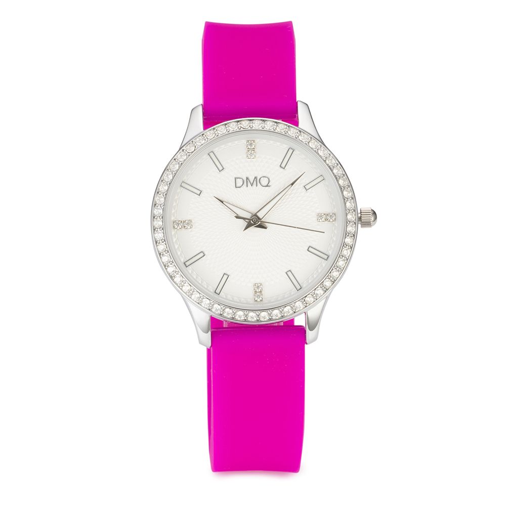 DIAMONIQUE® Damenuhr Quarzwerk = 0,58ct Silikonband