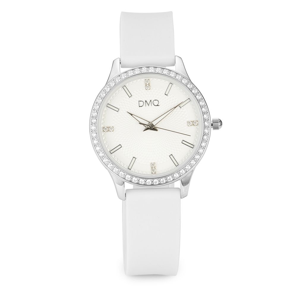 DIAMONIQUE® Damenuhr Quarzwerk = 0,58ct Silikonband