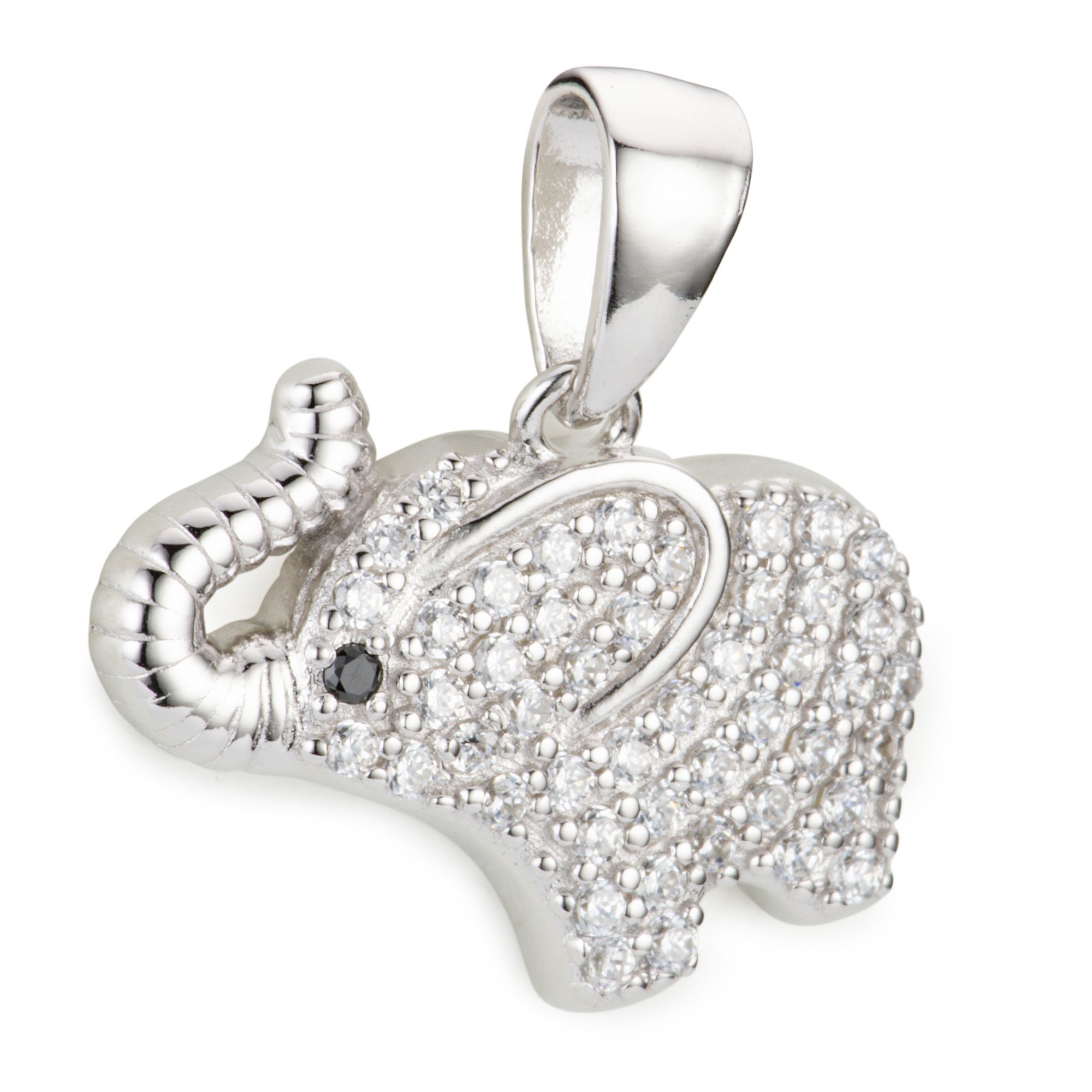 DIAMONIQUE® Elefanten-Anhänger = 0,46ct Brillantschliff Silber rhodiniert