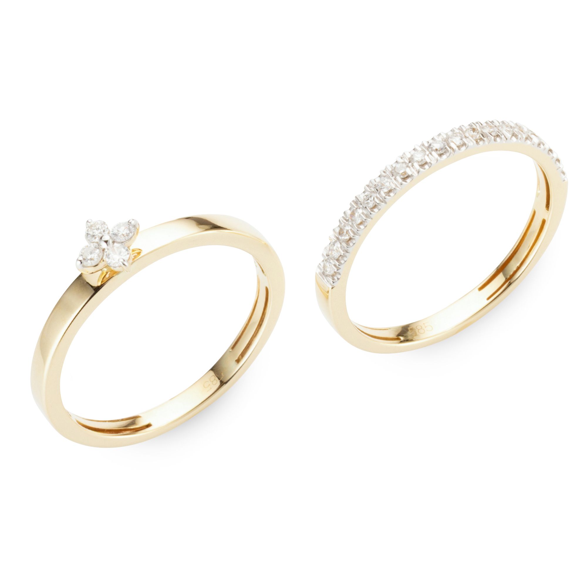 DIAMOUR 2tlg. Ringset 22 Brillanten zus. ca. 0,35ct Gold 585