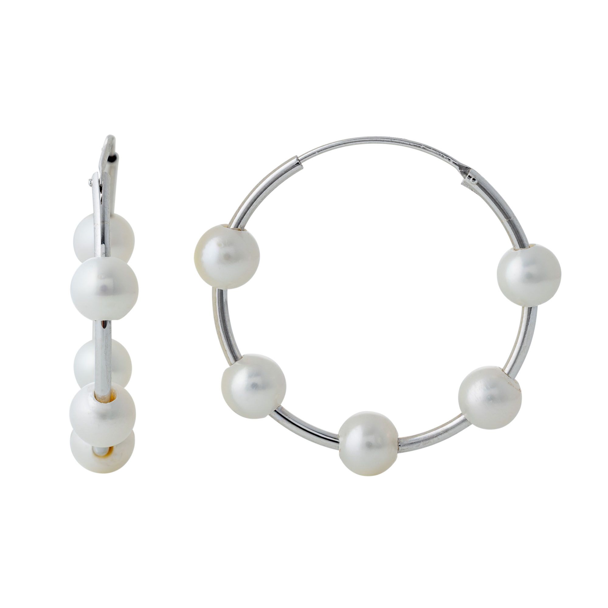 PERLEA Creolen Süßwasserzucht- perlen 6-7mm Silber 925