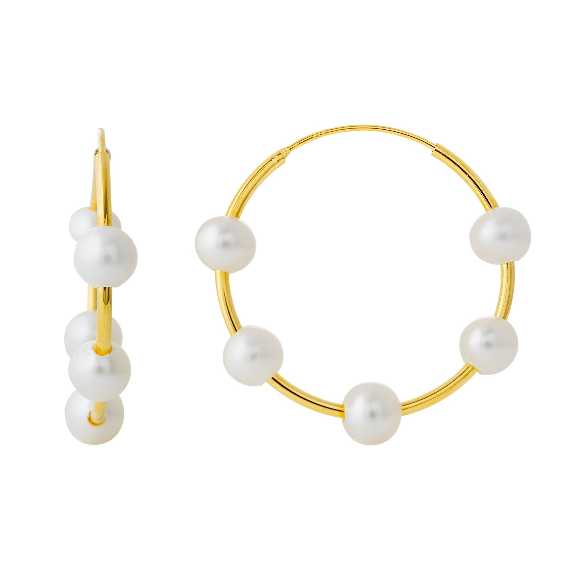 PERLEA Creolen Süßwasserzucht- perlen 6-7mm Silber 925