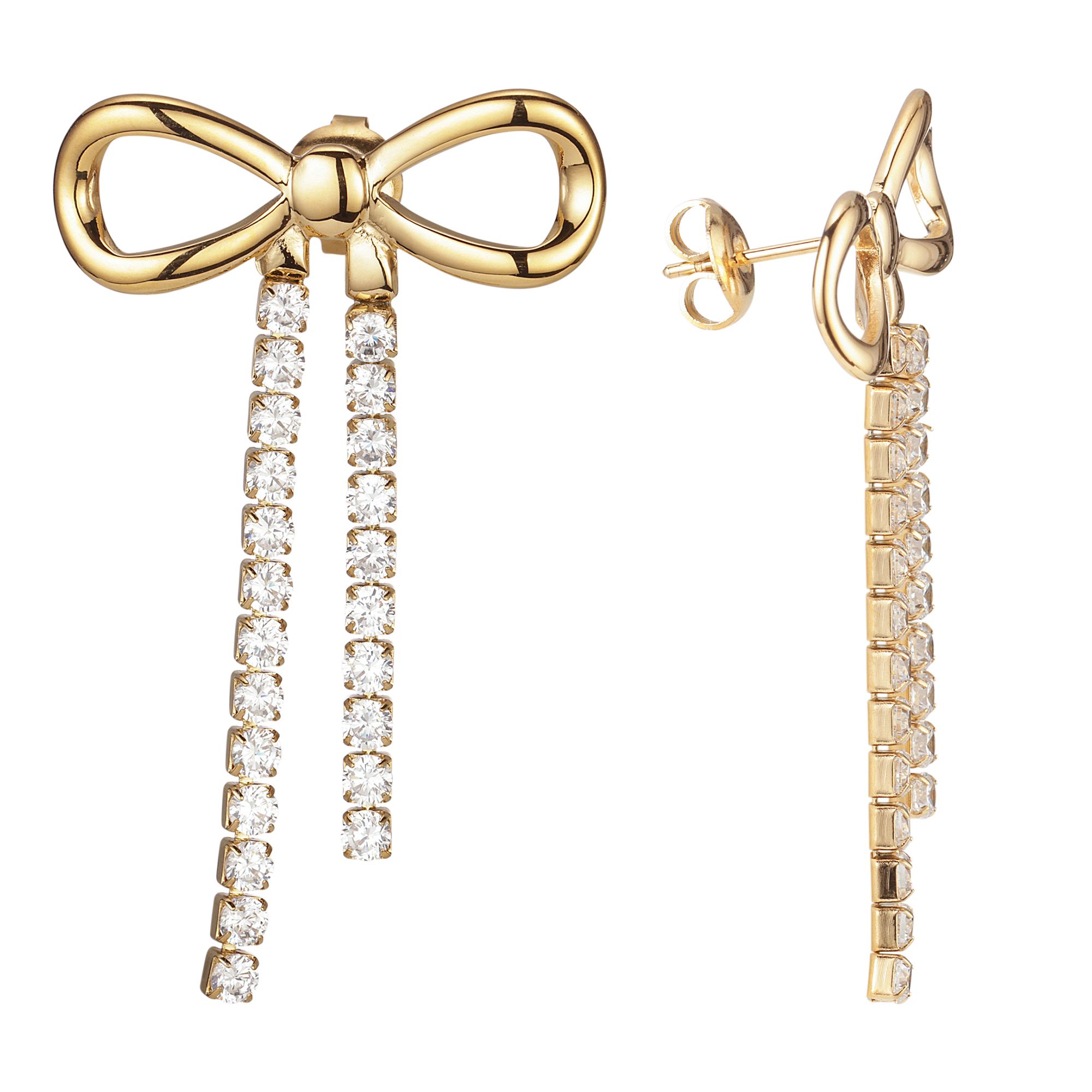 DIAMONIQUE® Schleifen-Ohrhänger = 0,46ct Brillantschliff Edelstahl