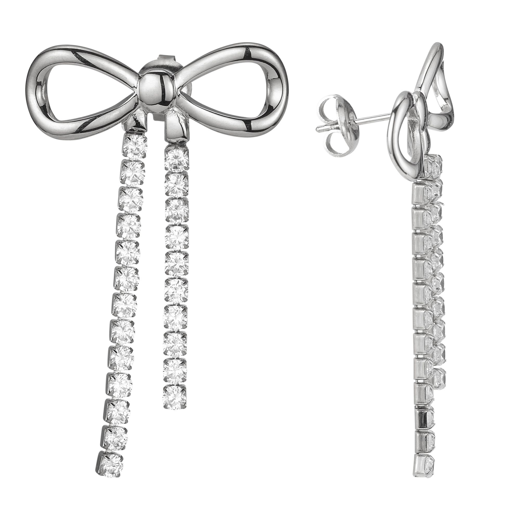 DIAMONIQUE® Schleifen-Ohrhänger = 0,46ct Brillantschliff Edelstahl