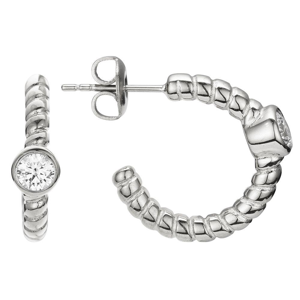 DIAMONIQUE® Creolen = 0,50ct Brillantschliff Edelstahl