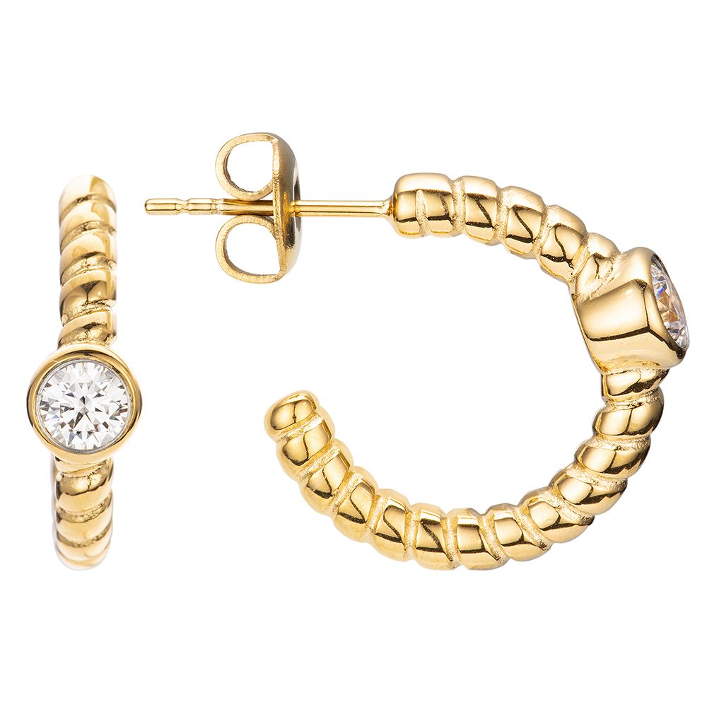 DIAMONIQUE® Creolen = 0,50ct Brillantschliff Edelstahl