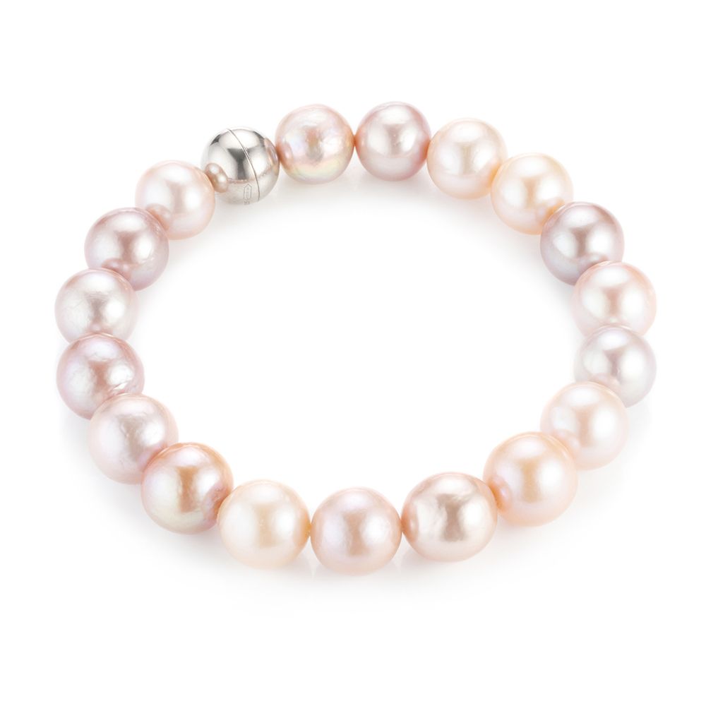 PERLEA Armband Süßwasserzucht- perlen 10-12mm Silber rhodiniert