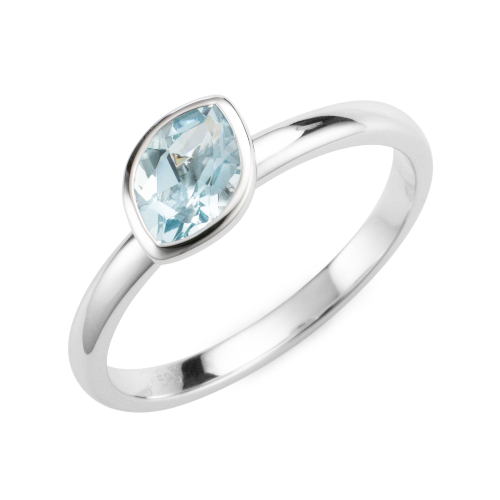 GOLDSCHMUCK FÜR MICH Ring 1 Aquamarin ca.0,85ct Navetteschliff Gold 585