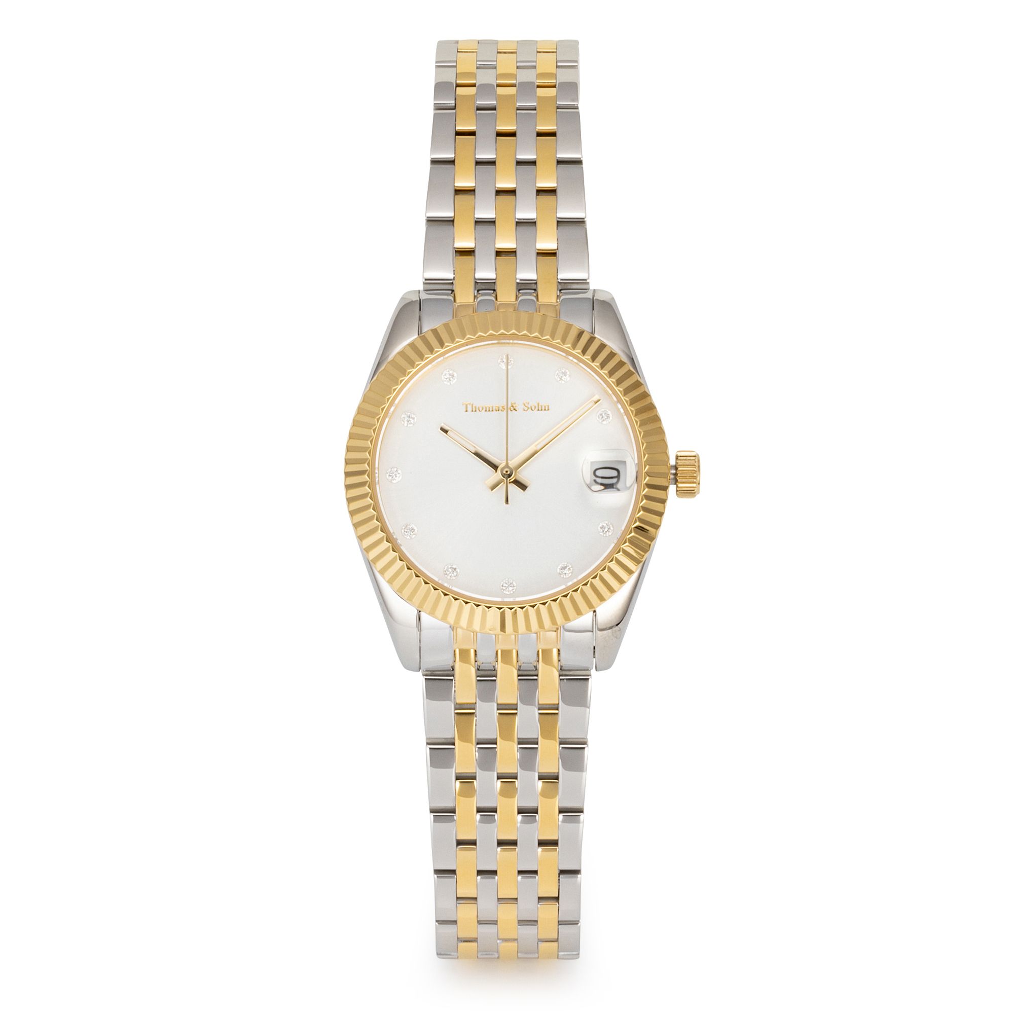 THOMAS & SOHN LAB GROWN Brillanten ca. 0,13ct Damenuhr Edelstahlband
