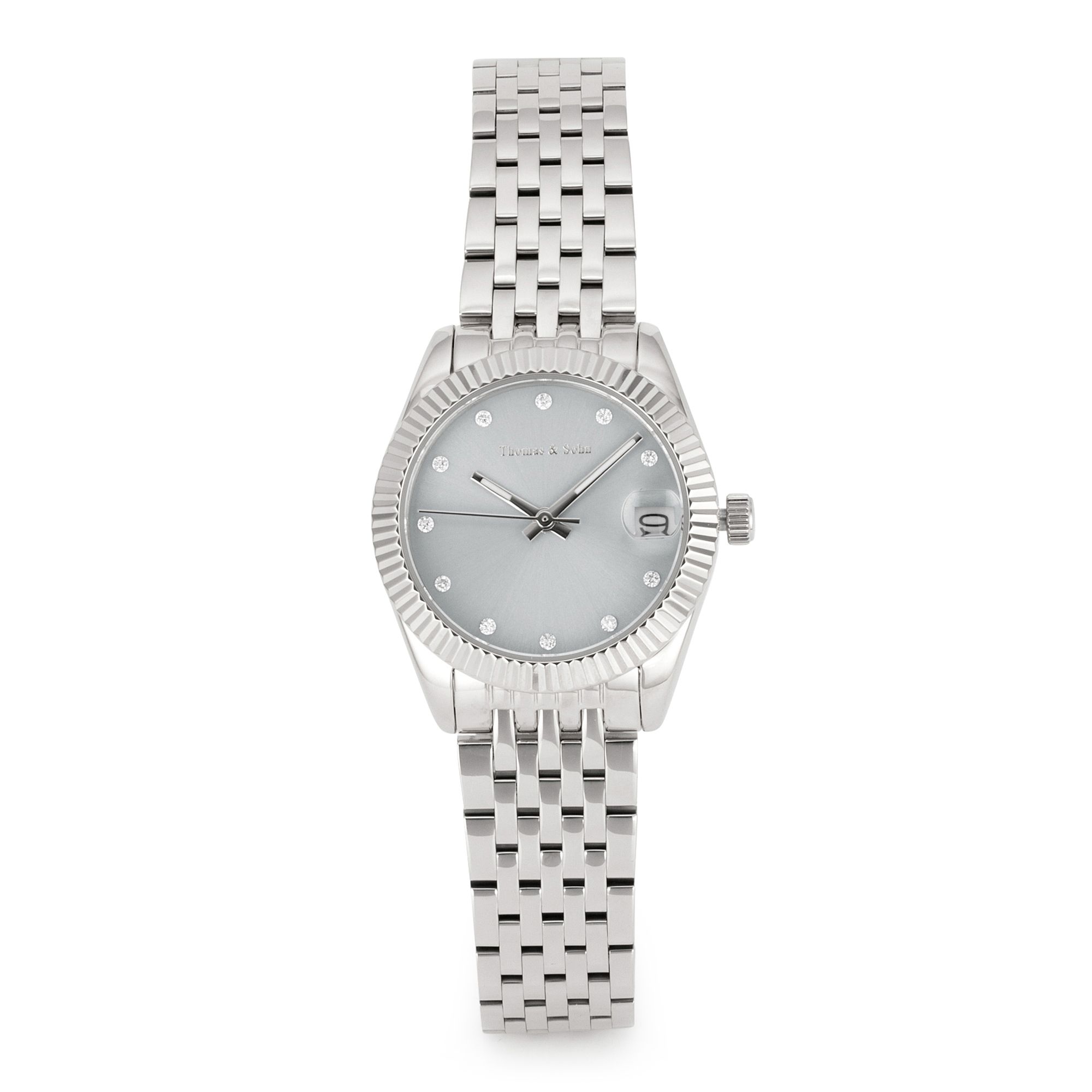 THOMAS & SOHN LAB GROWN Brillanten ca. 0,13ct Damenuhr Edelstahlband