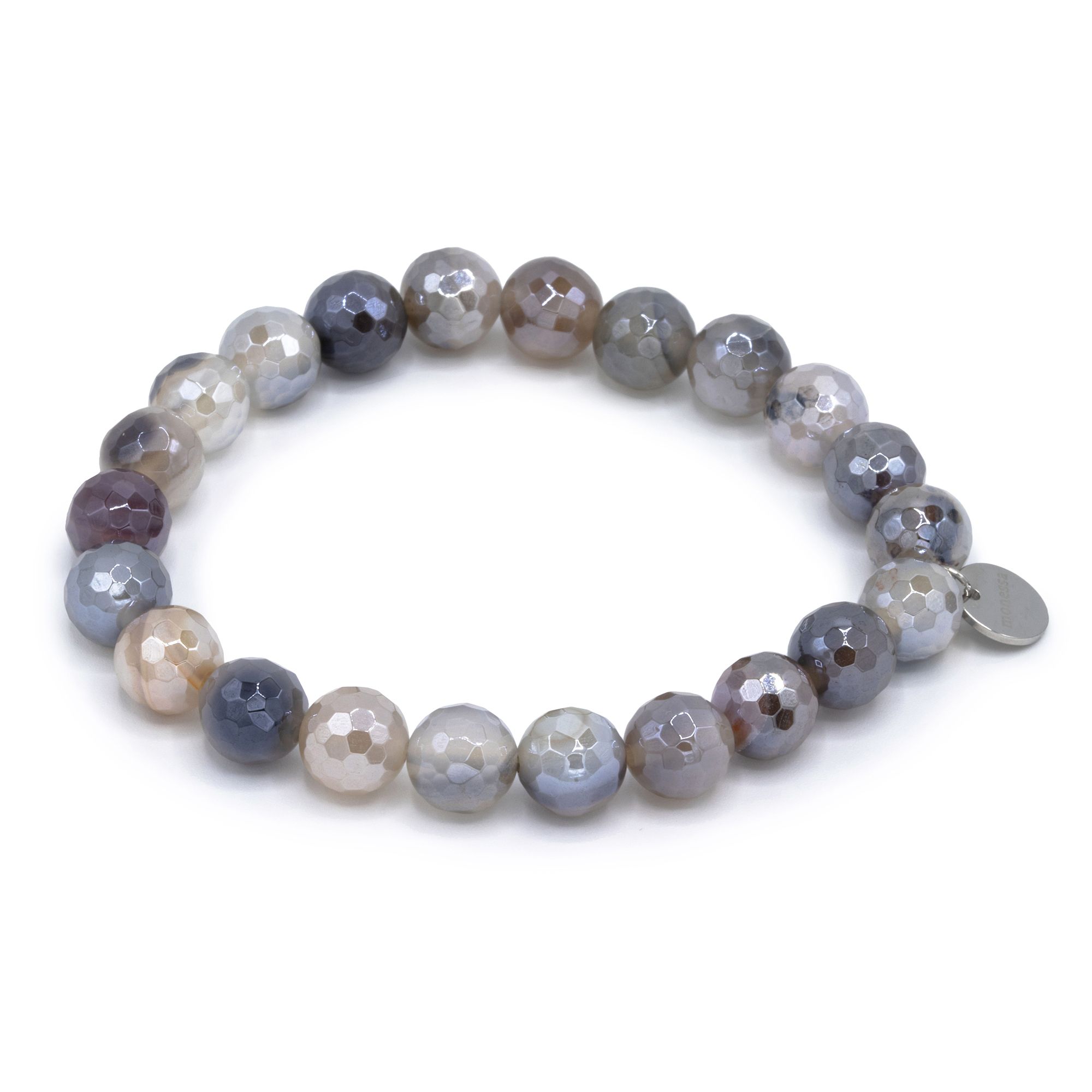 MONESSA Armband Edelsteine flexibel Logo-Plättchen