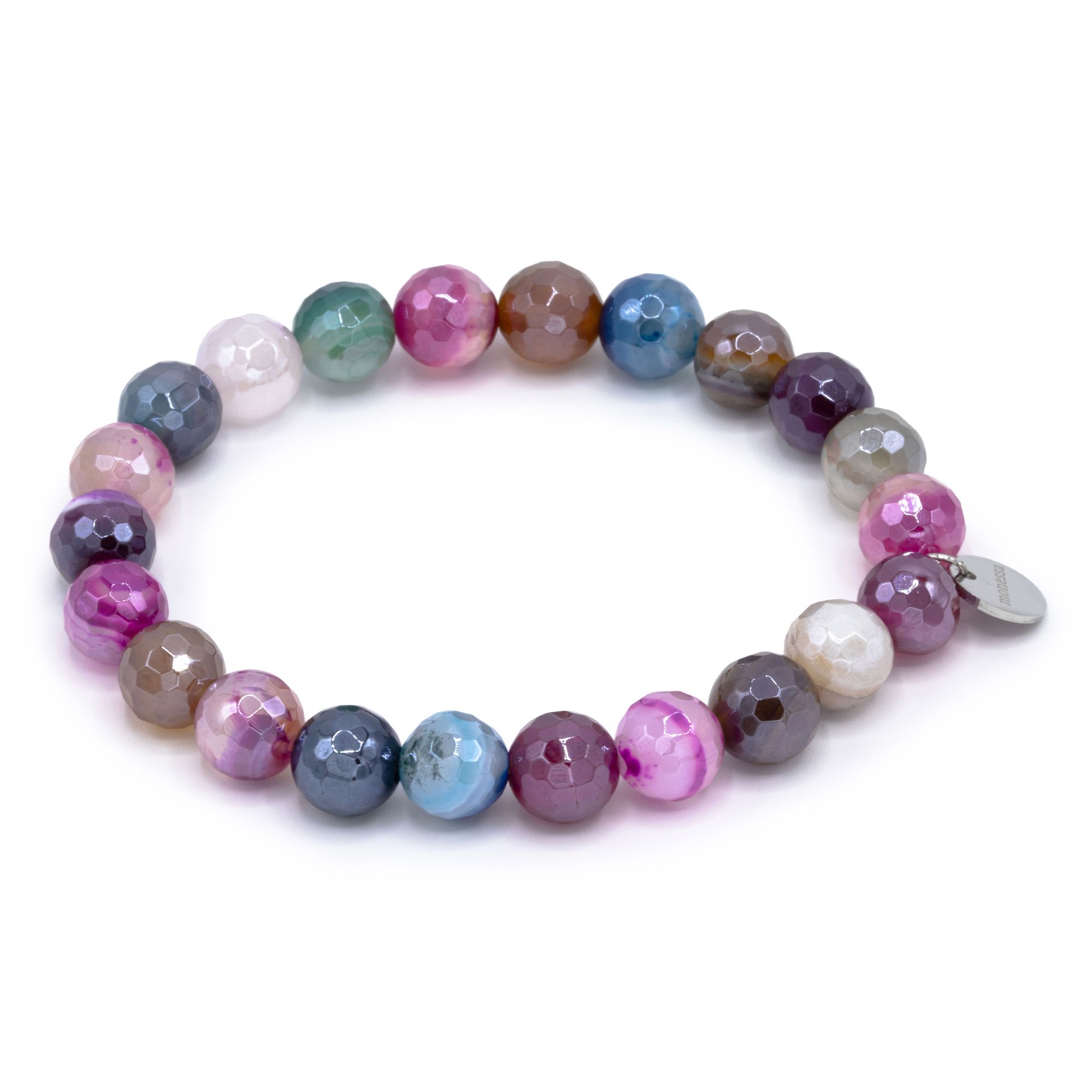 MONESSA Armband Edelsteine flexibel Logo-Plättchen