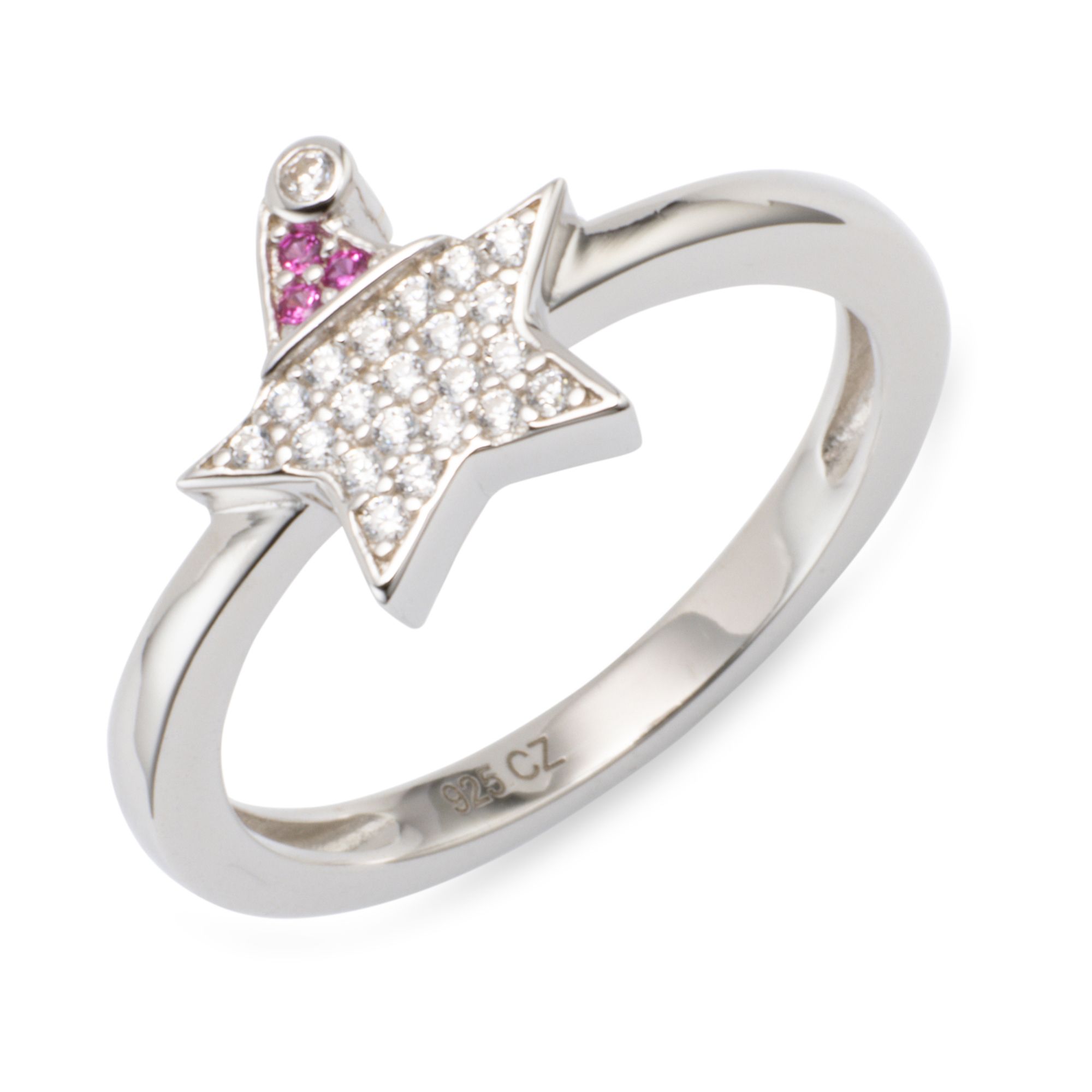 DIAMONIQUE® Stern-Ring = 0,12ct Brillantschliff Silber rhodiniert