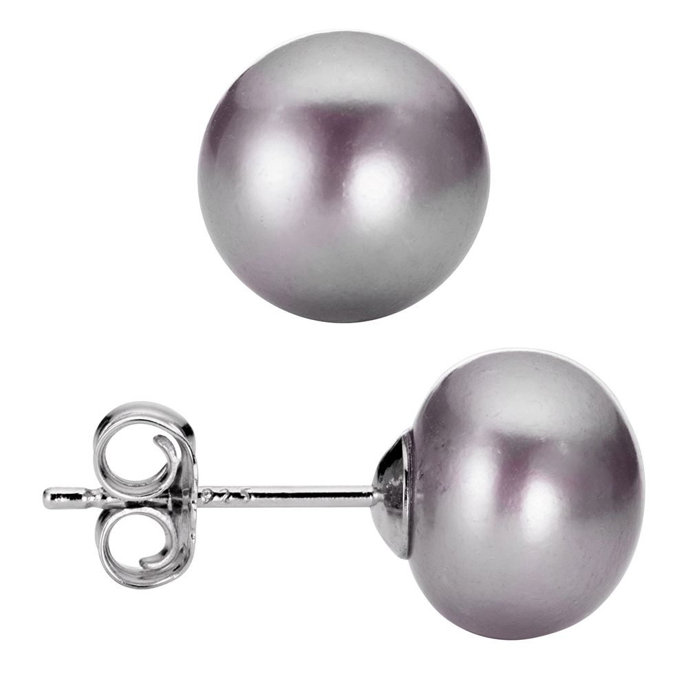 PERLEA Ohrstecker Süßwasserzucht- perlen 7,5-8,5mm Silber rhodiniert