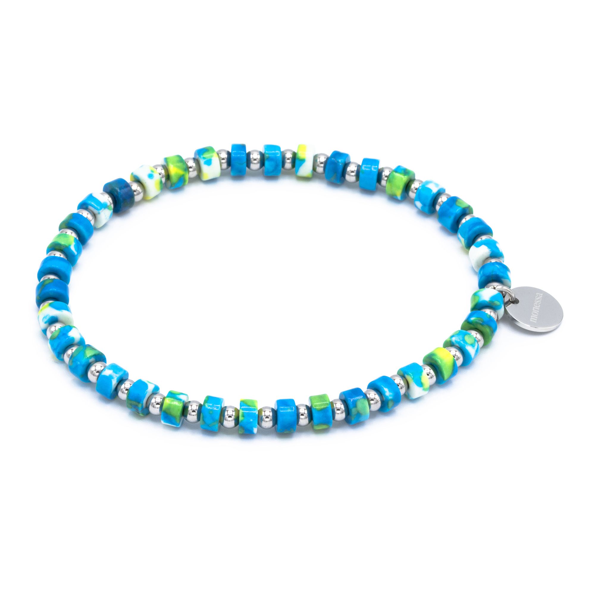 MONESSA Armband Edelsteine flexibel Edelstahl