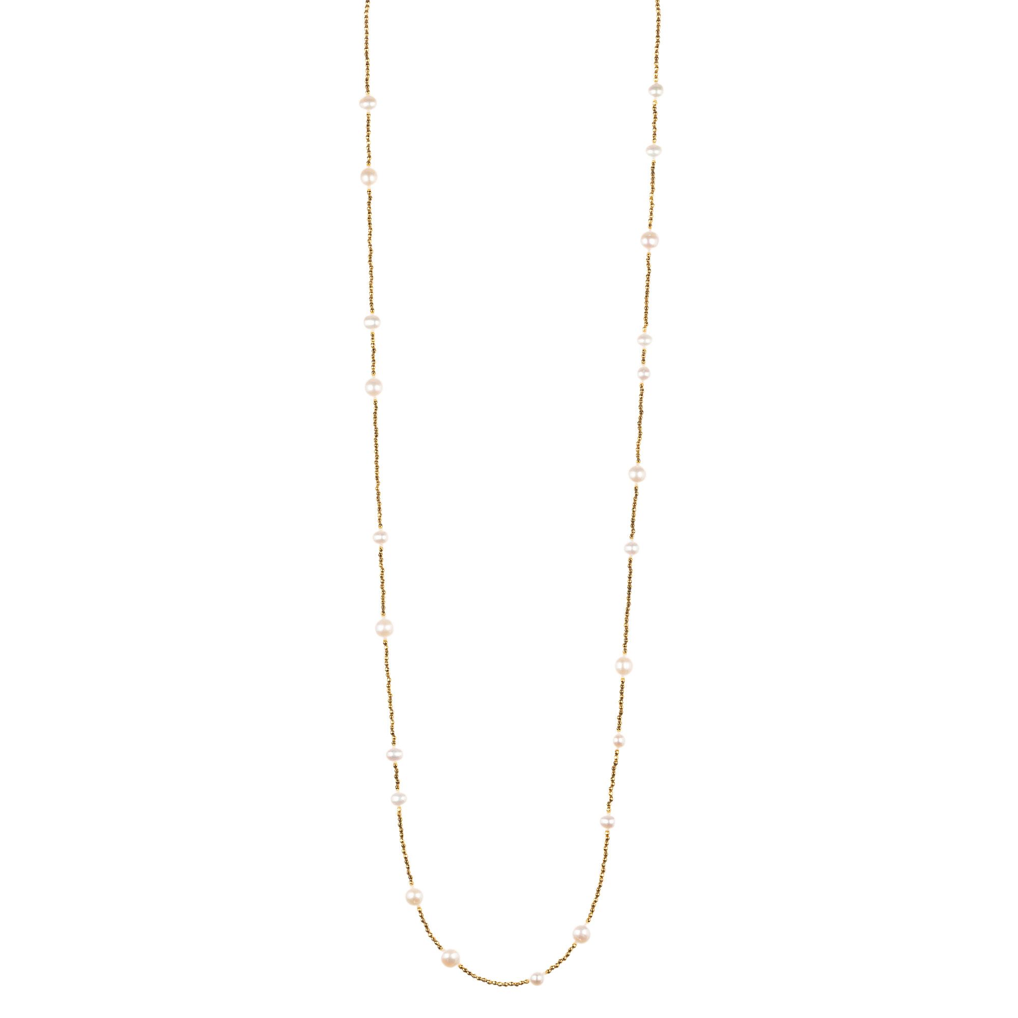 PERLEA Collier Süßwasserzuchtperlen Hämatit Silber 925