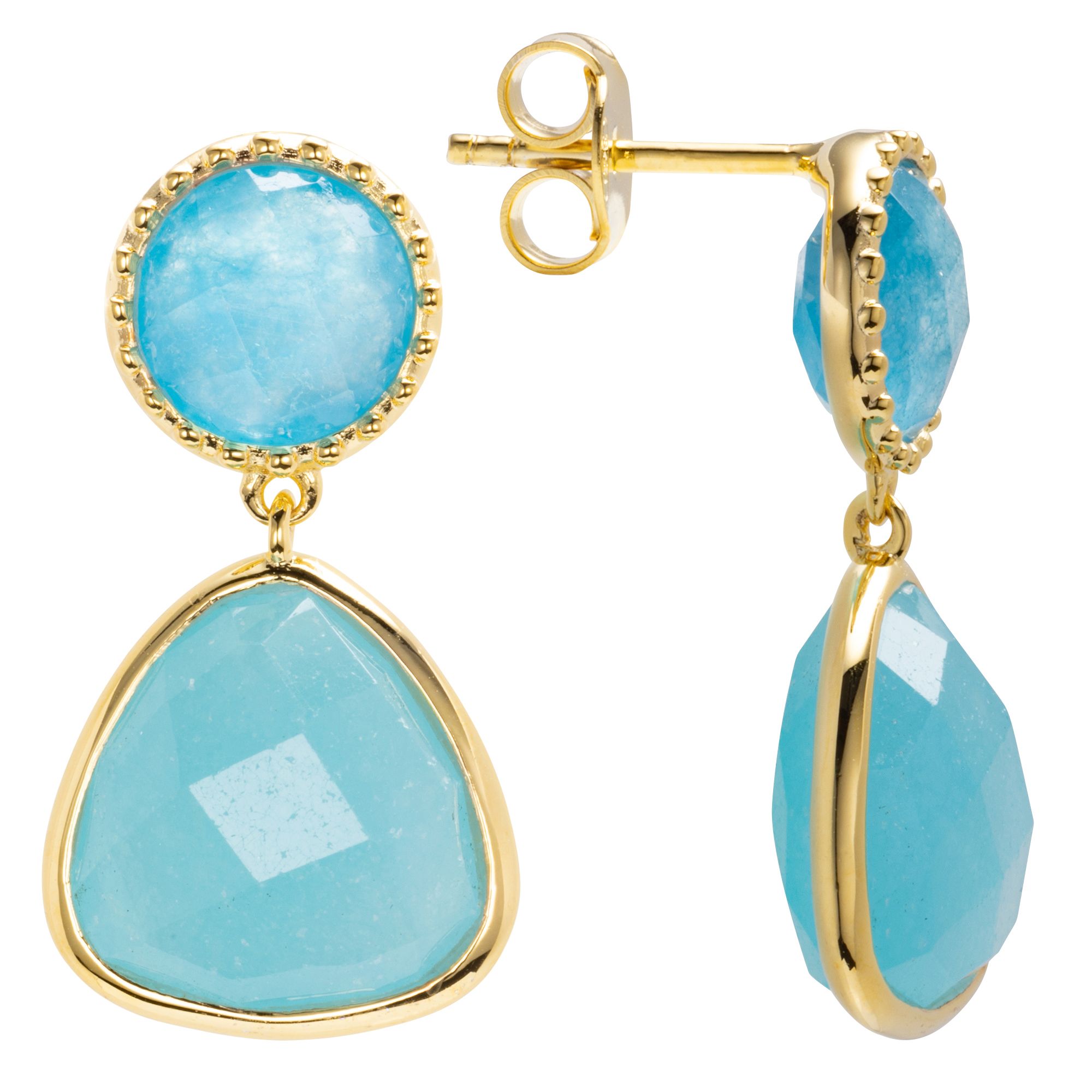 THOMAS & SOHN beh.Quarze ca.14,50ct Ohrhänger Schliffmix Silber vergoldet