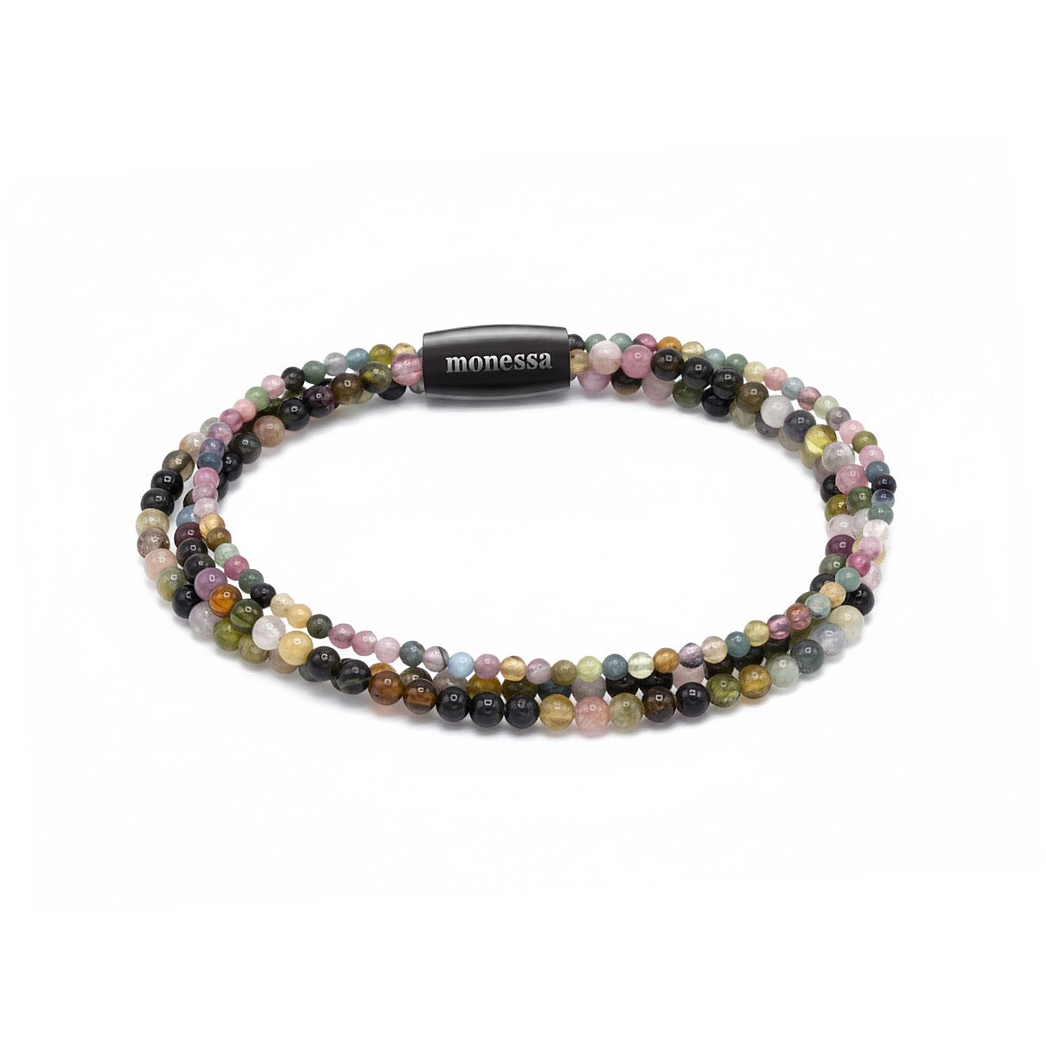 MONESSA Armband Edelsteine 3-Strang Magnetverschluss