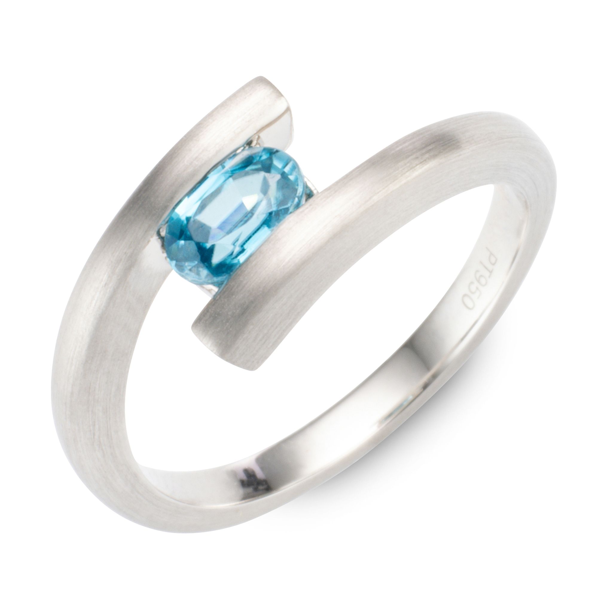 PLATINITY Ring 1 blauer Zirkon ca. 0,90ct Platin 950