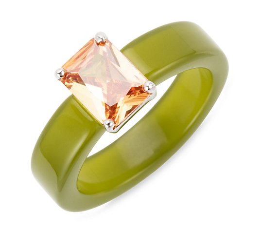 DIAMONIQUE® Ring = 1,50ct Smaragdschliff Silber rhodiniert
