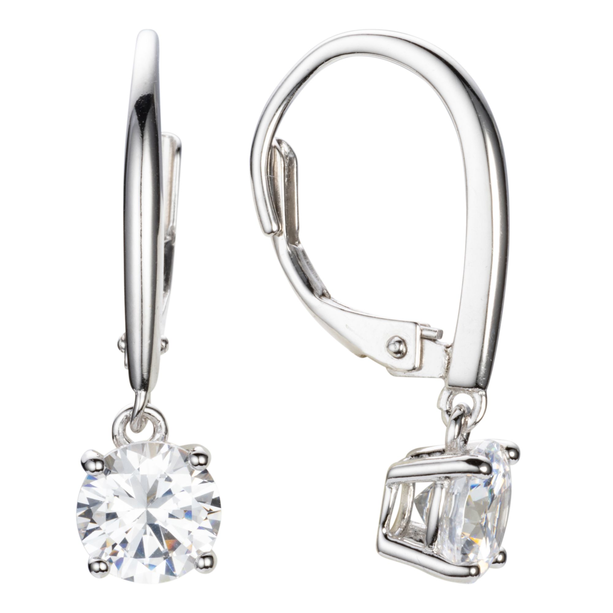 DIAMONIQUE® Solitär - Ohrhänger = 2,00ct Brillantschliff Silber rhodiniert