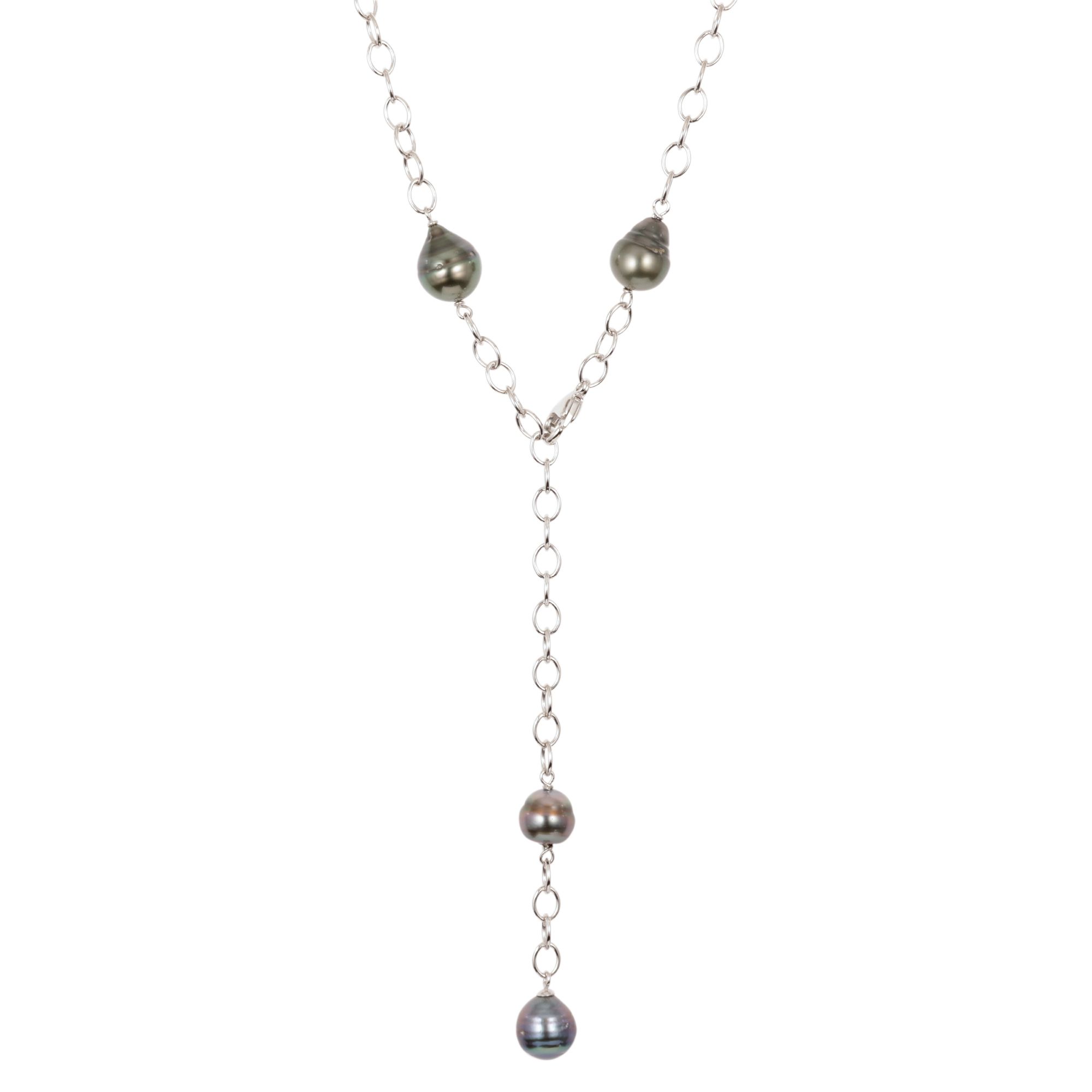 PERLEA Collier Tahitizuchtperlen ca. 8,5-11mm Silber rhodiniert