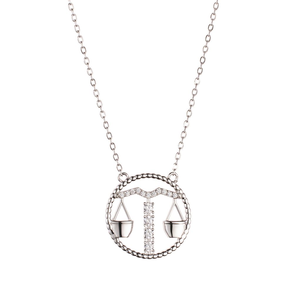 DIAMONIQUE® Sternzeichen-Kette mind. = 0,09ct Brillantschliff Silber rhodiniert